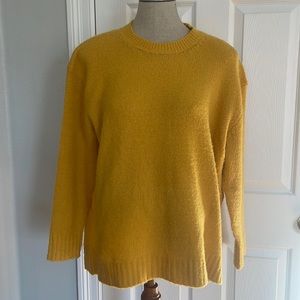 Philosophy sweater pull over crew neck long sleeve high low yellow womens size L
